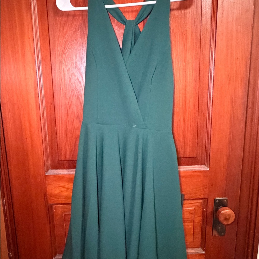 Lulu's Chic Green back crossover  Dress